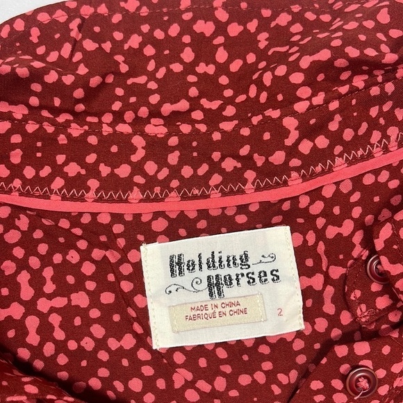 Holding Horses Anthropologie Sammie Long Sleeve Printed Button Front Blouse 2 - Picture 5 of 10